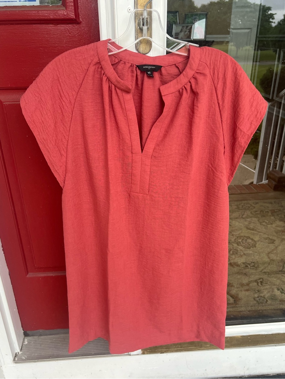 Banana Republic Coral Split-Neck Dress